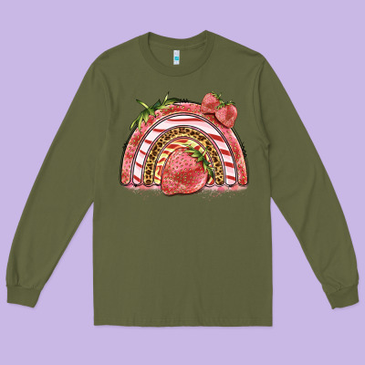 Strawberry Rainbow Long Sleeve Tee Designed By Barkaloodesign