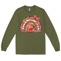 Army Green strawberry rainbow Long Sleeve Tee - BarkalooDesign