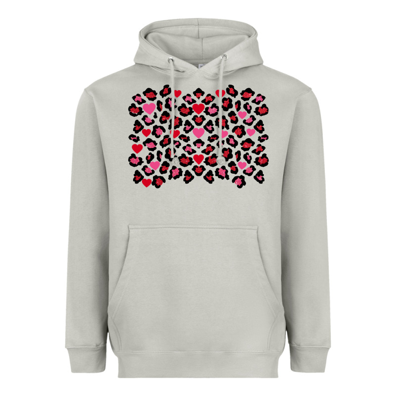 Valentine's Day Leopard And Heart Background Heavyweight Hoodie by FaDigitalArtStudio | Teevron