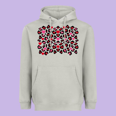 Valentine's Day Leopard And Heart Background Heavyweight Hoodie Designed By Fadigitalartstudio