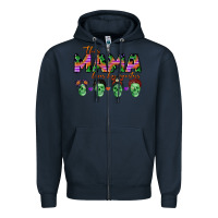 Navy personalized this mama loves her monsters Zipper Hoodie - CowGirlArtShop