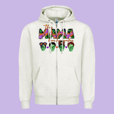 Personalized This Mama Loves Her Monsters Zipper Hoodie Designed By Cowgirlartshop