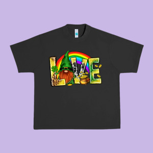 St. Patricks Love With Gnome Urban Heavy Tee Designed By Bundleandbundleshop