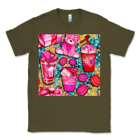Army Green valentines day with love coffee cups  seamless pattern bbs Classic Tee - BundleAndBundleShop
