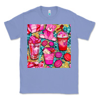 Colony Blue valentines day with love coffee cups  seamless pattern bbs Classic Tee - BundleAndBundleShop
