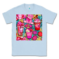 Dusty Blue valentines day with love coffee cups  seamless pattern bbs Classic Tee - BundleAndBundleShop