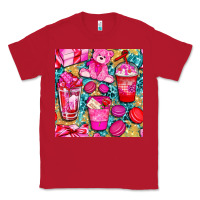 Red valentines day with love coffee cups  seamless pattern bbs Classic Tee - BundleAndBundleShop