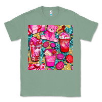 Sage valentines day with love coffee cups  seamless pattern bbs Classic Tee - BundleAndBundleShop