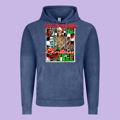 Rockin' Around The Christmas Tree Skeleton Vintage Hoodie Designed By Nancycooperartshop