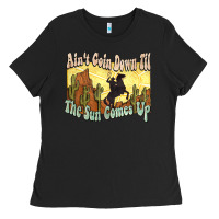 Black aint goin down til the sun comes up cowboy Ladies Tee - NancyCooperArtShop