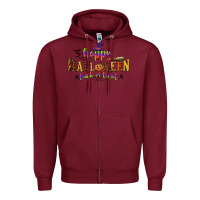 Burgundy happy halloween trick or treat Zipper Hoodie - CowGirlArtShop