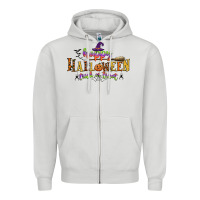 Dove Grey happy halloween trick or treat Zipper Hoodie - CowGirlArtShop