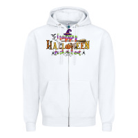 White happy halloween trick or treat Zipper Hoodie - CowGirlArtShop