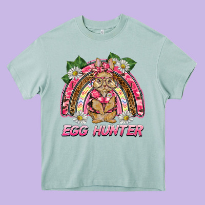 Easter Pink Camouflage Egg Hunter  Bunny Rainbow Heavy Core Tee Designed By Barkaloodesign