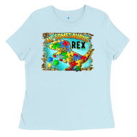 Baby Blue au somesaurus rex Ladies Tee - BarkalooDesign
