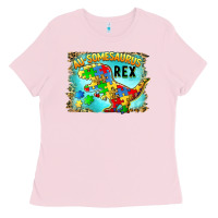 Bubblegum Pink au somesaurus rex Ladies Tee - BarkalooDesign