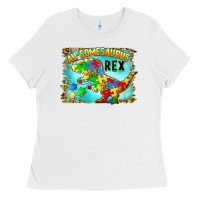 White au somesaurus rex Ladies Tee - BarkalooDesign