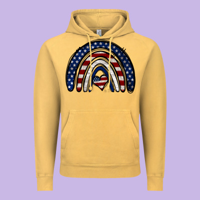 Usa American Flag Rainbow Vintage Hoodie Designed By Jasminsmagicworld
