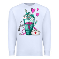 White Nurse Frappe Premium Sweatshirt - FaDigitalArtStudio