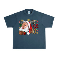 Midnight Navy Santa Ho Ho Ho With Gift Box Urban Heavy Tee - BundleAndBundleShop