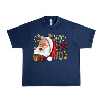 Navy Santa Ho Ho Ho With Gift Box Urban Heavy Tee - BundleAndBundleShop