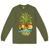 Army Green pineapple summer Long Sleeve Tee - BarkalooDesign