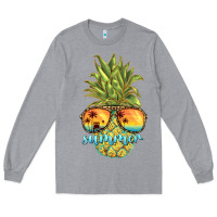 Heather Grey pineapple summer Long Sleeve Tee - BarkalooDesign