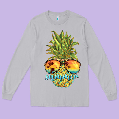 Pineapple Summer Long Sleeve Tee Designed By Barkaloodesign