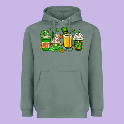 St. Patrick's Day Coffee Cups Heavyweight Hoodie Designed By Oliviacreatesart