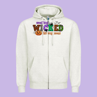 Something Wicked This Way Comes Zipper Hoodie Designed By Cowgirlartshop