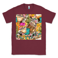 Burgundy western cowgirl coffee cup with cowhide seamless pattern bbs Classic Tee - BundleAndBundleShop