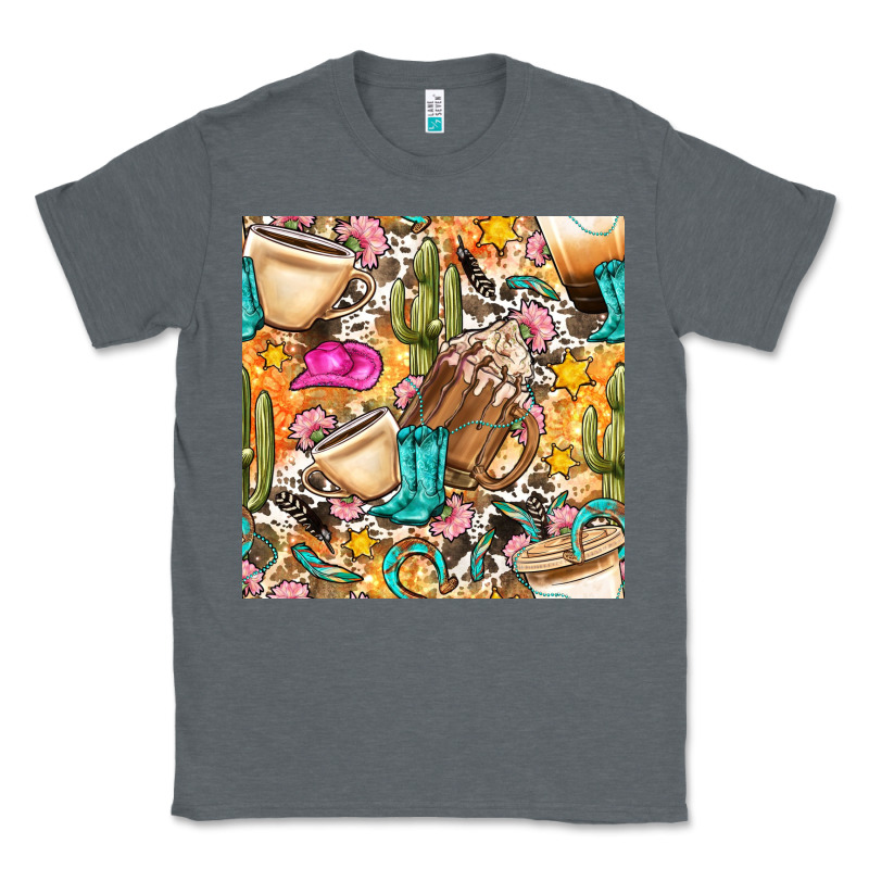 Western Cowgirl Coffee Cup With Cowhide Seamless Pattern Bbs Classic Tee by BundleAndBundleShop | Teevron