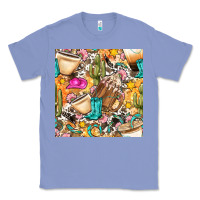 Colony Blue western cowgirl coffee cup with cowhide seamless pattern bbs Classic Tee - BundleAndBundleShop