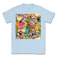 Dusty Blue western cowgirl coffee cup with cowhide seamless pattern bbs Classic Tee - BundleAndBundleShop