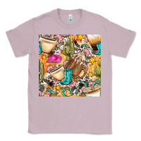 Lilac western cowgirl coffee cup with cowhide seamless pattern bbs Classic Tee - BundleAndBundleShop