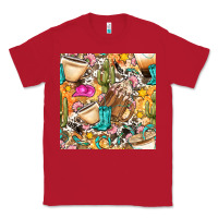 Red western cowgirl coffee cup with cowhide seamless pattern bbs Classic Tee - BundleAndBundleShop