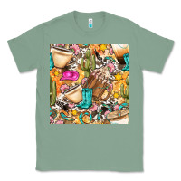Sage western cowgirl coffee cup with cowhide seamless pattern bbs Classic Tee - BundleAndBundleShop