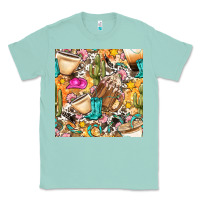 Seafoam western cowgirl coffee cup with cowhide seamless pattern bbs Classic Tee - BundleAndBundleShop
