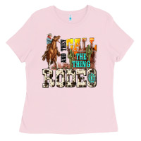 Bubblegum Pink and they call the thing rodeo Ladies Tee - NancyCooperArtShop