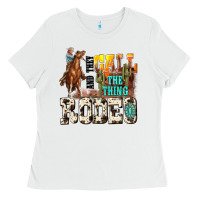 White and they call the thing rodeo Ladies Tee - NancyCooperArtShop