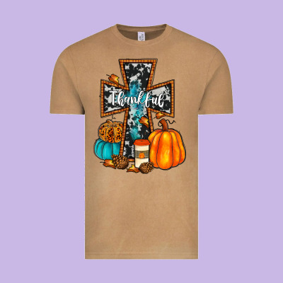 Thankful Cross Vintage Tee Designed By Jahusdesignshop