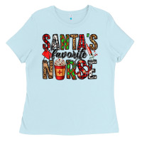 Baby Blue santa's favorite nurse Ladies Tee - Jasminsmagicworld