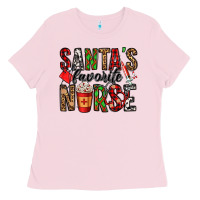 Bubblegum Pink santa's favorite nurse Ladies Tee - Jasminsmagicworld
