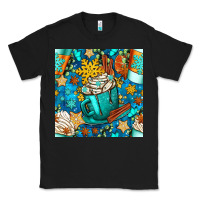 Black winter coffee cups and snow with plaid seamless pattern bbs Classic Tee - BundleAndBundleShop