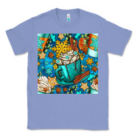 Colony Blue winter coffee cups and snow with plaid seamless pattern bbs Classic Tee - BundleAndBundleShop