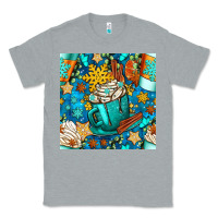 Heather Grey winter coffee cups and snow with plaid seamless pattern bbs Classic Tee - BundleAndBundleShop