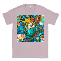 Lilac winter coffee cups and snow with plaid seamless pattern bbs Classic Tee - BundleAndBundleShop