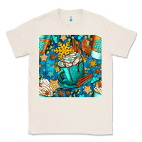 Natural winter coffee cups and snow with plaid seamless pattern bbs Classic Tee - BundleAndBundleShop