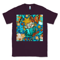 Plum winter coffee cups and snow with plaid seamless pattern bbs Classic Tee - BundleAndBundleShop