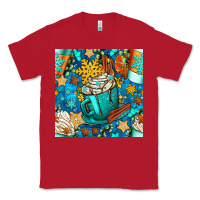 Red winter coffee cups and snow with plaid seamless pattern bbs Classic Tee - BundleAndBundleShop